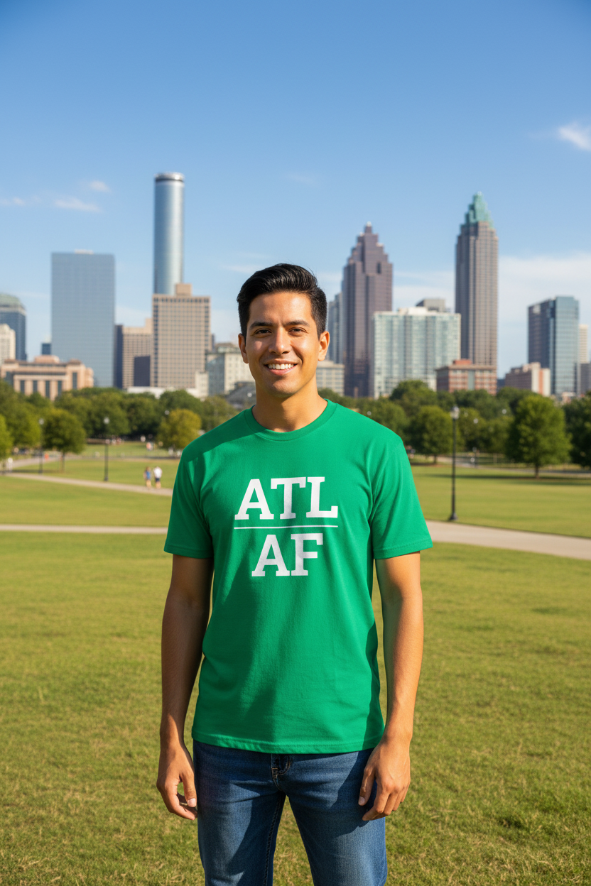 ATL_AF green shirt at Piedmont Park, Atlanta GA