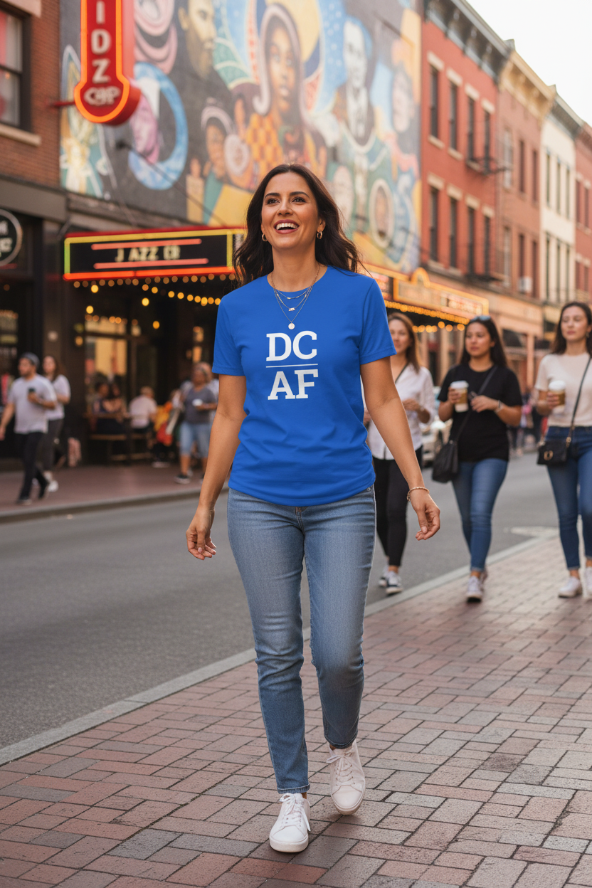 Person wearing blue DC t-shirt on U Street Corridor