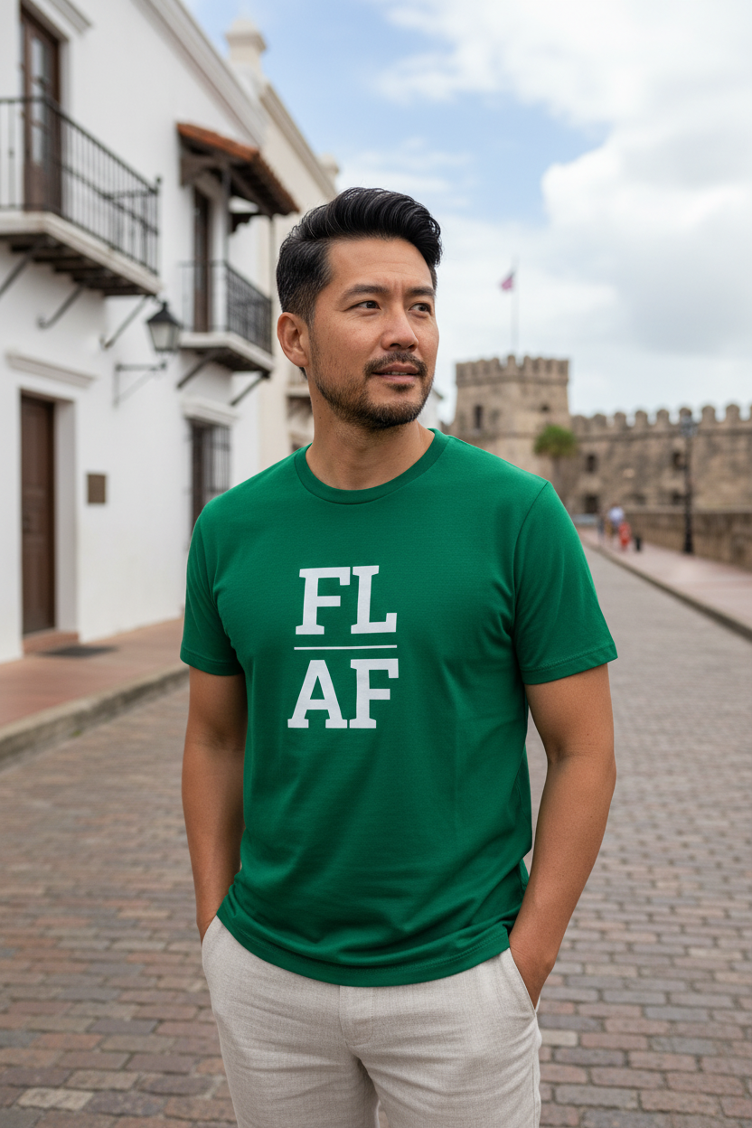 Person wearing green Florida t-shirt in St. Augustine