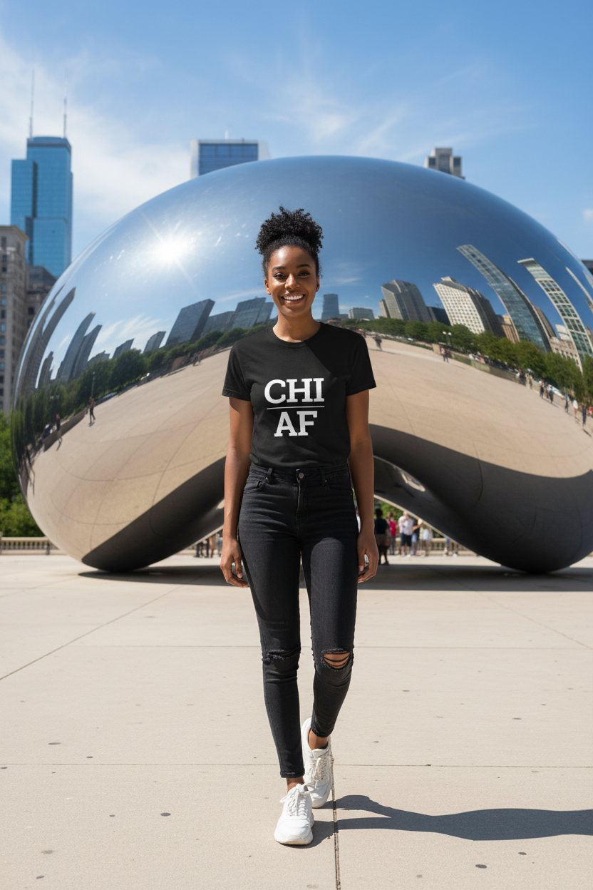 CHI_AF black shirt at The Bean, Chicago IL