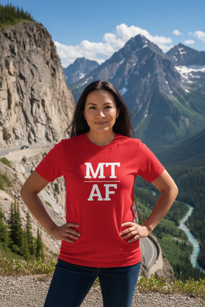 Person wearing red Montana t-shirt on Going-to-the-Sun Road