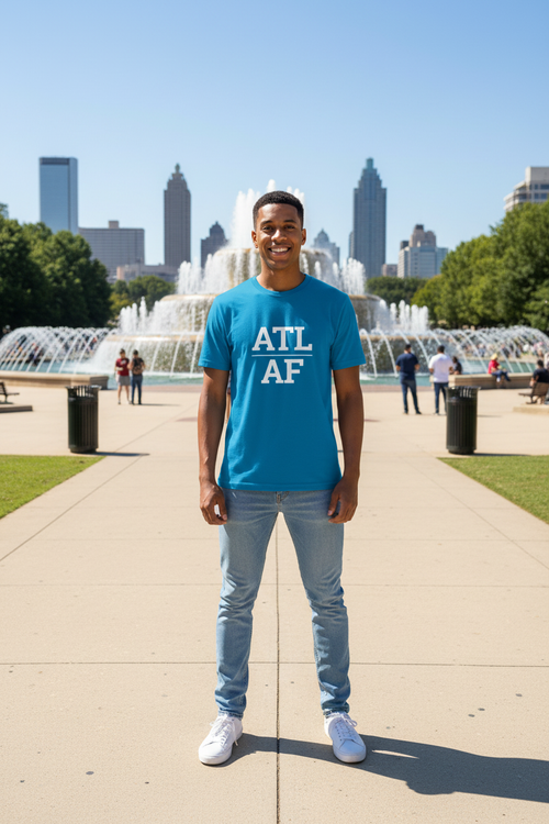 ATL_AF sapphire blue shirt at Centennial Olympic Park, Atlanta GA