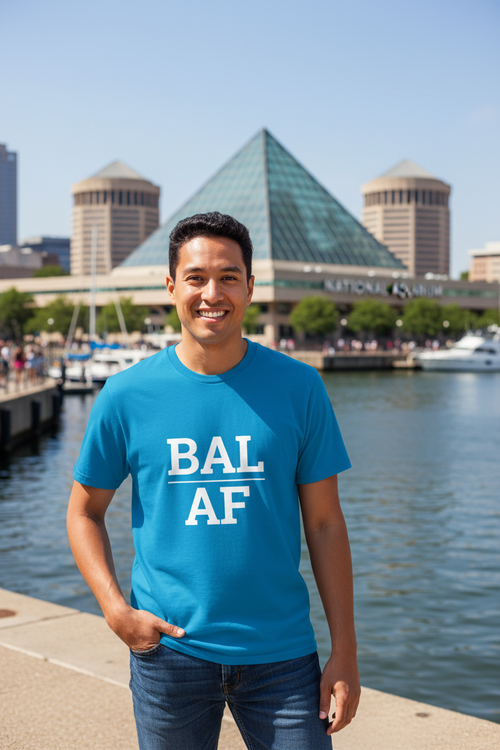 BAL_AF sapphire blue shirt at National Aquarium, Baltimore MD