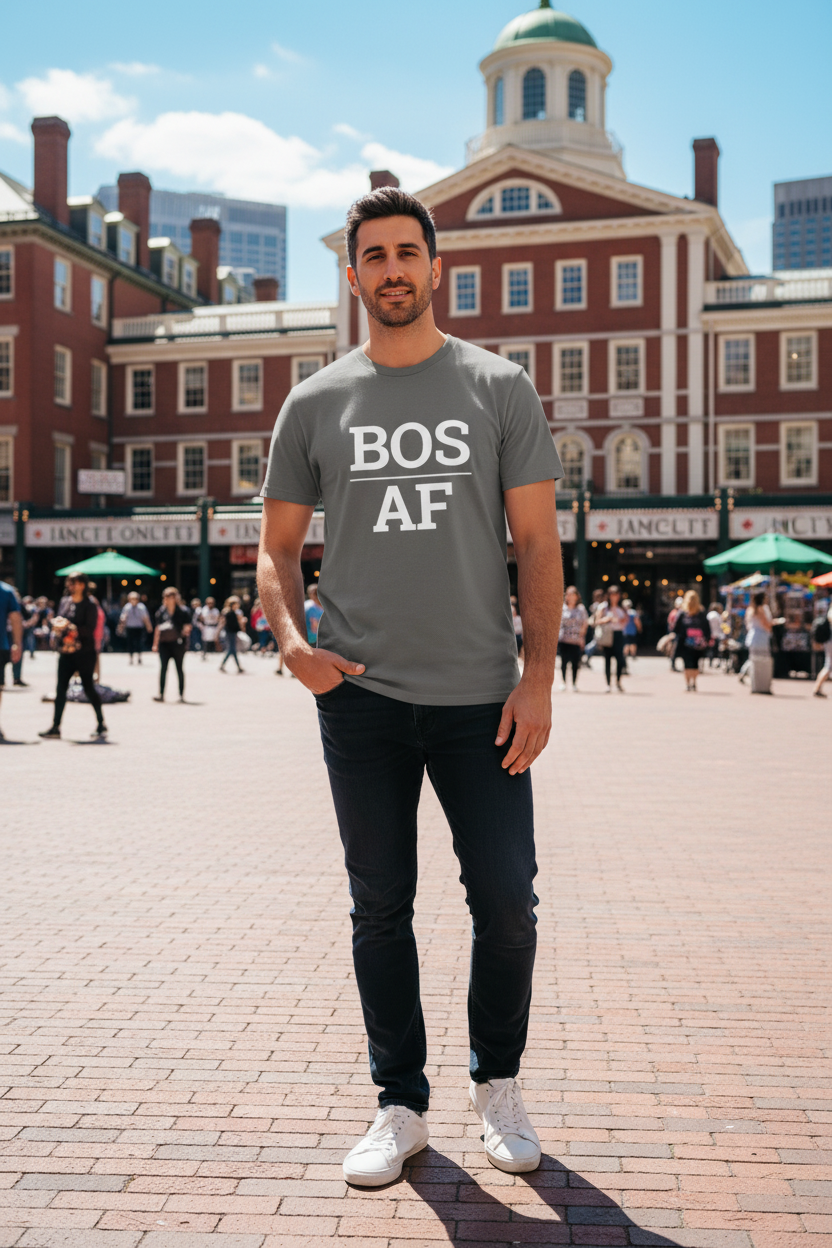 BOS_AF charcoal shirt at Faneuil Hall, Boston MA