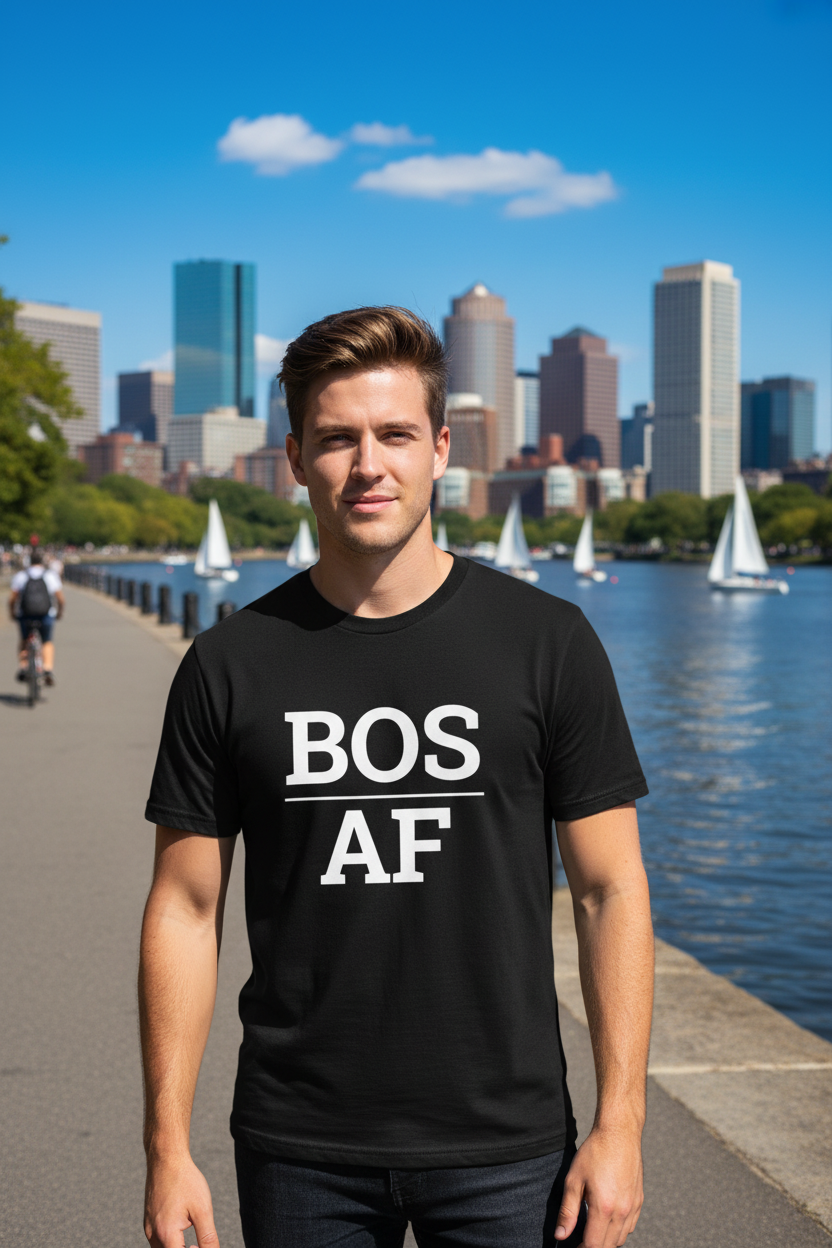 BOS_AF black shirt at Charles River Esplanade, Boston MA