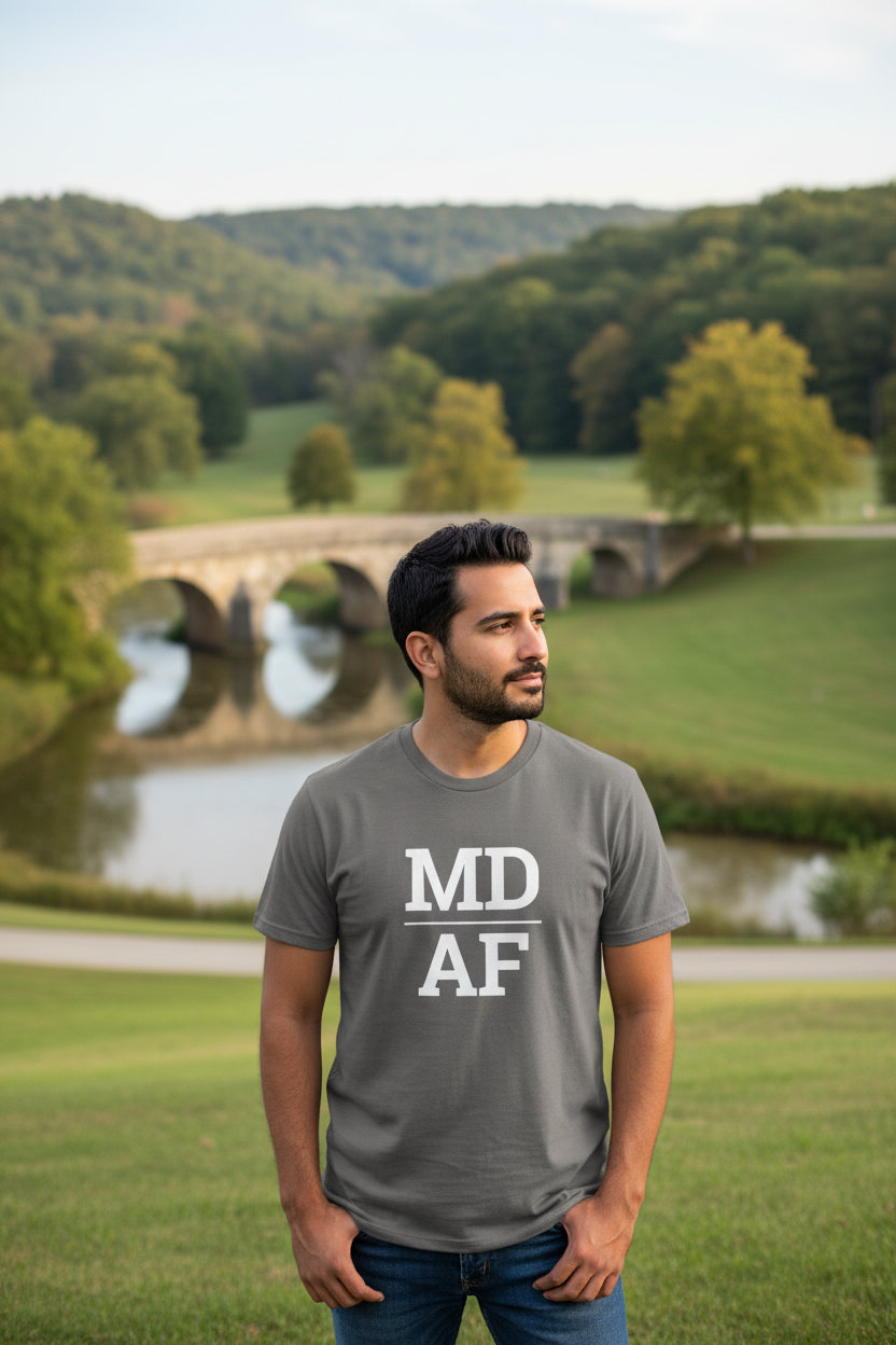 Person wearing grey Maryland t-shirt at Antietam Burnside Bridge