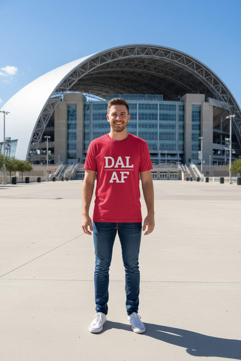 DAL_AF cardinal red shirt at AT&T Stadium, Arlington TX