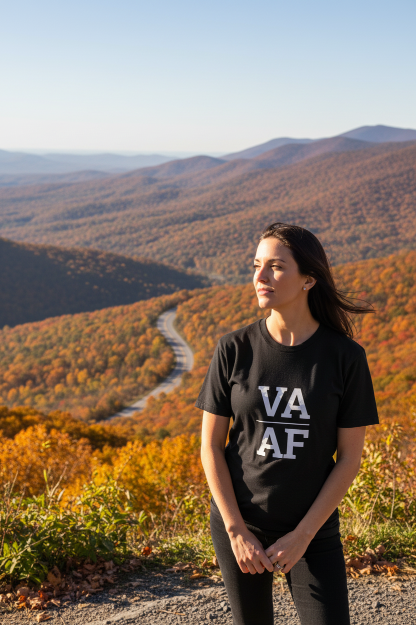 Person wearing black Virginia t-shirt at Shenandoah National Park